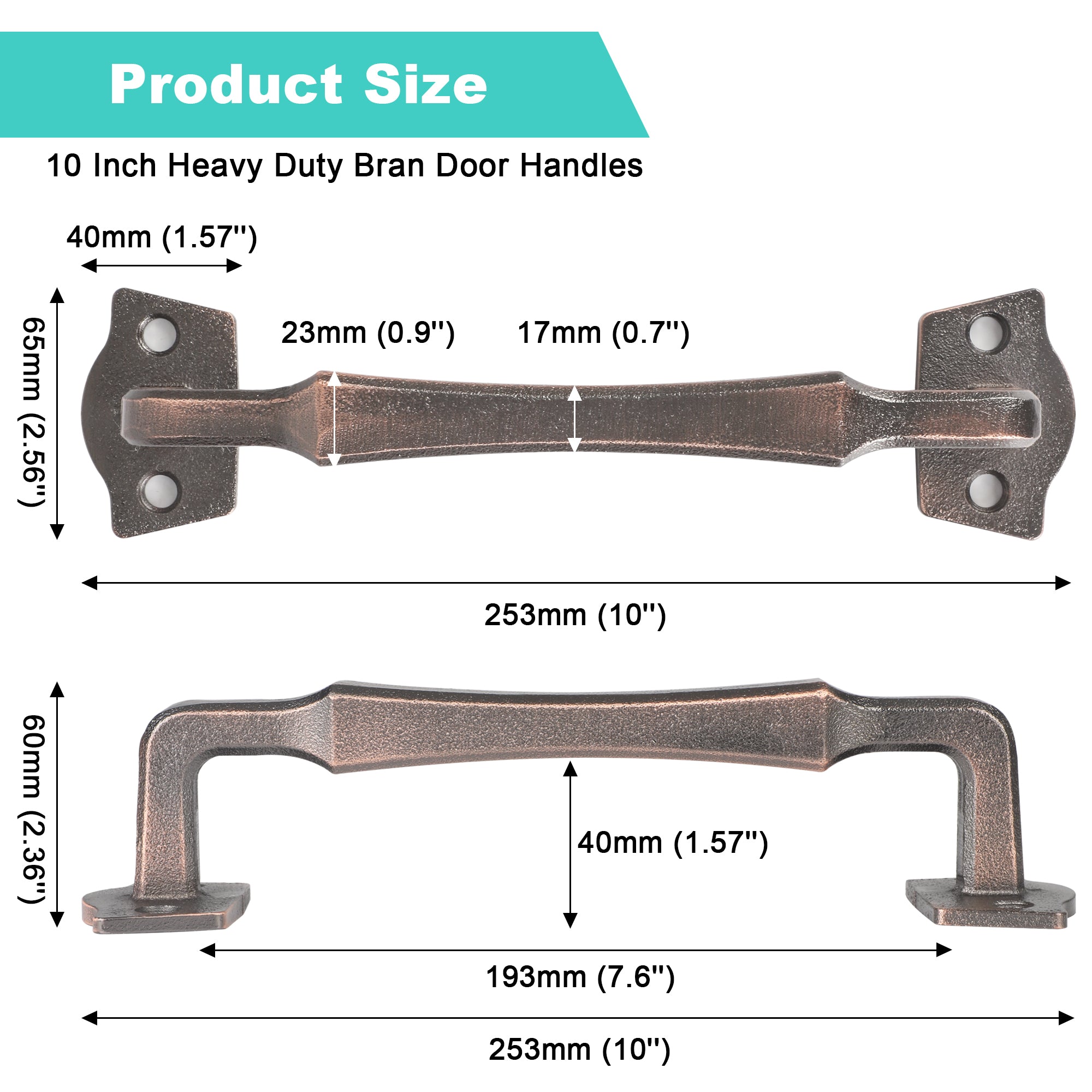 Heavy Duty 10 Inch Sliding Barn Door Handles for DIY Sliding Barn Door, Gate, Shed, Garage - ORB