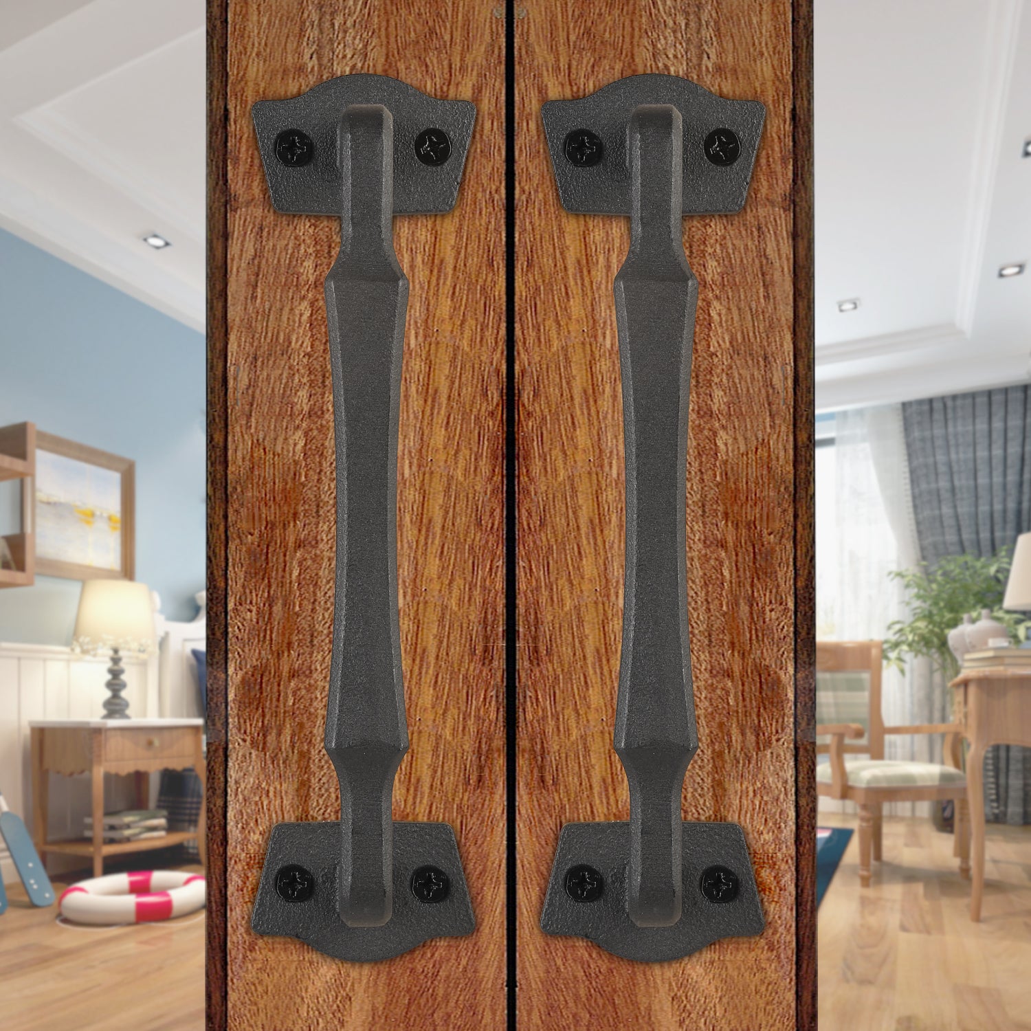 Heavy Duty 10 Inch Sliding Barn Door Handles for DIY Sliding Barn Door, Gate, Shed, Garage - Matte Black