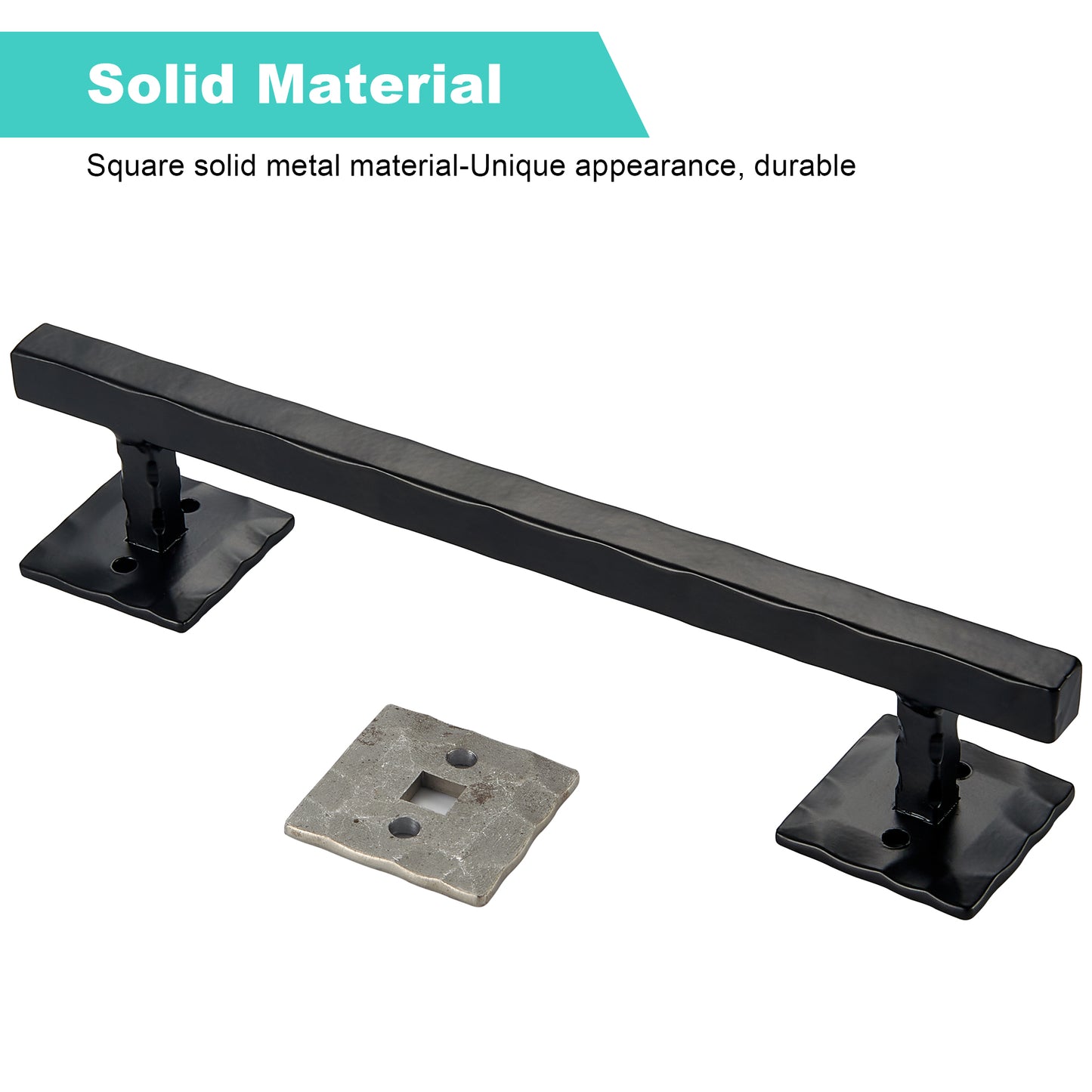 Heavy Duty 12" Rustic Square Solid Barn Door Handles Black Eumtenr